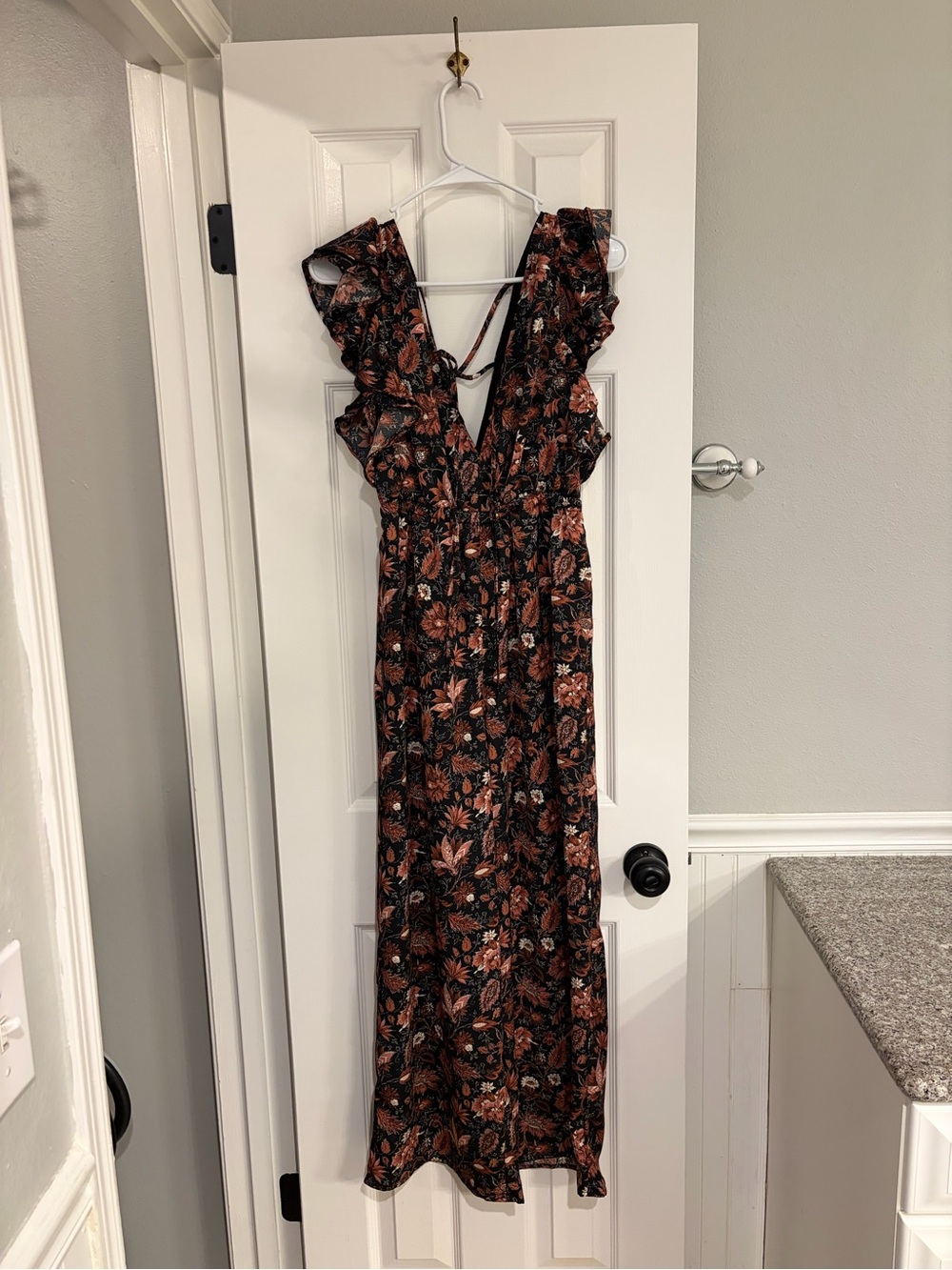 Madewell Deep V Ruffle Jumpsuit Pompom Blooms Small